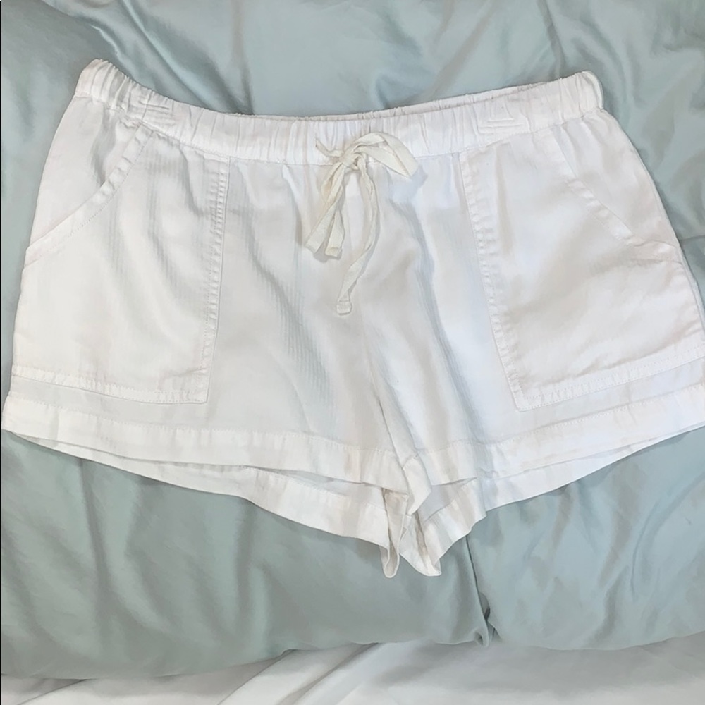 White linen shorts